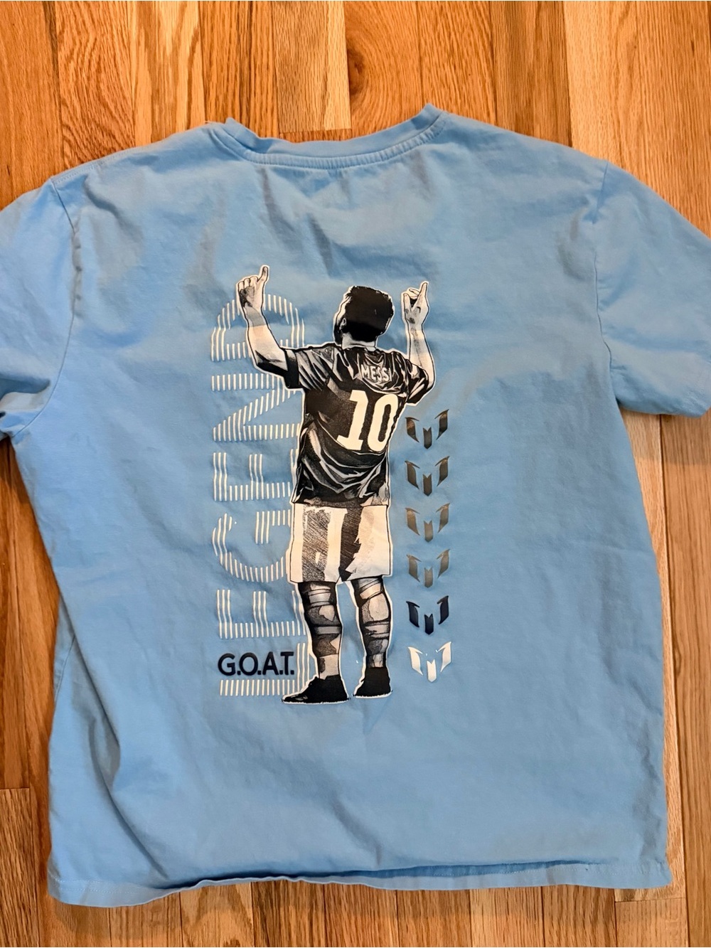 Light Blue Short Sleeve Tee with Soccer Graphic